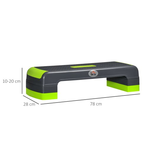 HOMCOM Aerobic Step, 10cm, 15cm & 20cm Height Adjustable Exercise Stepper for Exercise Workout, Nonslip Step Board Great for Home & Office, Grey and Green