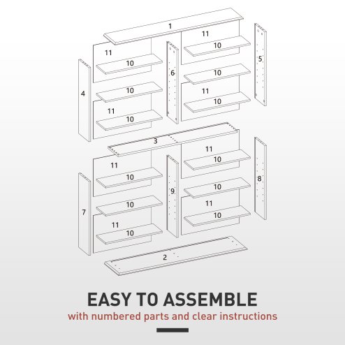 HOMCOM 720 CD/396 DVD Storage Unit, 396 Blu-ray Media Storage Shelf with 16 Compartments and 12 Adjustable Shelves, CD Tower for Living Room, Bedroom, Office
