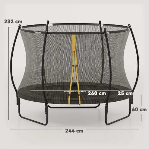 SPORTNOW 8ft Trampoline with Enclosure Net, Spring Cover, Outdoor Trampoline, Garden, Jumping Mat, Black