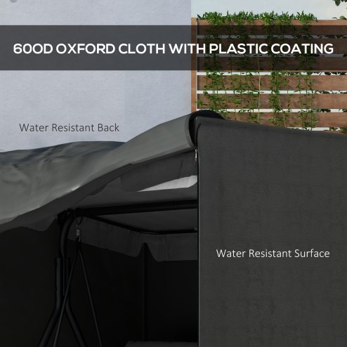 Outsunny 3 Seater 600D Oxford Patio Swing Chair Cover Outdoor Garden Furniture Rain Protection Protector Waterproof Anti-UV, 177 x 114 x 152cm, Dark Grey