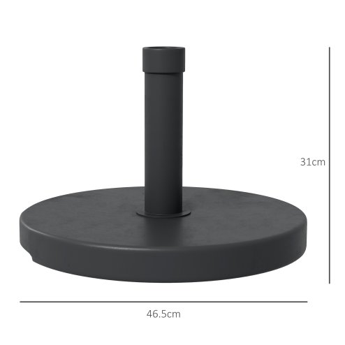 Outsunny 15kg Concrete Parasol Base, Heavy Duty Patio Umbrella Stand with Grip Handle, 46.5cm Round Garden Parasol Holder for 24 to 38mm Poles, Black