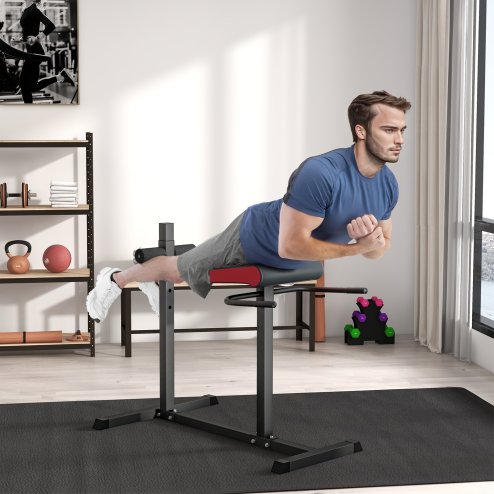 SPORTNOW Back Extension Bench Roman Chair, Hyperextension Bench with Adjustable Leg Roller for Back, Abdominal and Gluteal Training