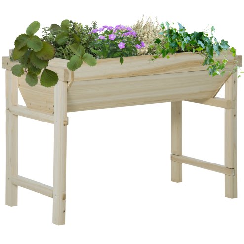 Outsunny Raised Garden Bed, Wooden Elevated Planter Box for Backyard, Patio to Grow Vegetables, Herbs, and Flowers, 108.5cmx60cmx80cm