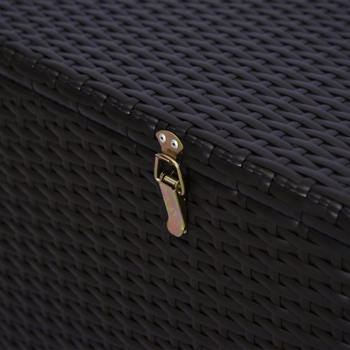 Outsunny 284 L Rattan Garden Storage Box, Outdoor Garden Storage Box with Gas Lift and Lockable Lid, Outdoor Wicker Rattan Chest Container for Garden Tools, 118 x 54 x 59 cm, Dark Brown