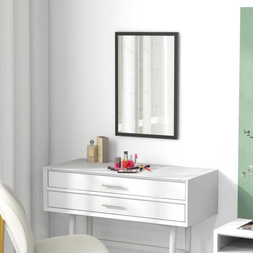 HOMCOM Decorative Rectangular Wall Mirror, 60 x 40 cm Wall-Mounted Bathroom Mirror for Living Room, Bedroom, Hallway, Black