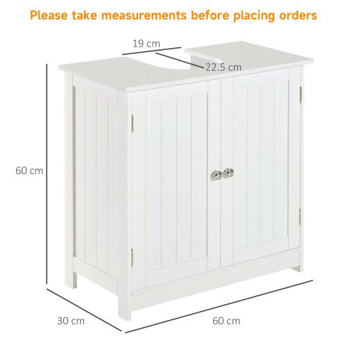 HOMCOM Under Sink Bathroom Storage Cabinet 2 Layers Vanity Unit Wooden - White