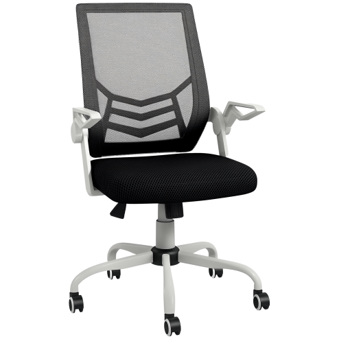 Vinsetto Office Chair, Ergonomic Desk Chair, Executive Computer Chair with 90° Flip-up Armrest and Lumbar Support, Adjustable Height for Home/Office, Black