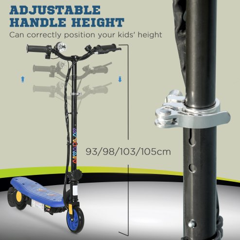 HOMCOM 120W E-Scooter Folding Electric Scooter with 12km/h Maximum Speed, Three Mode LED Headlight, Adjustable Height, Warning Bell, for Ages 7-14 Years - Blue