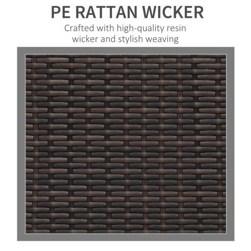 Outsunny 3 Seater Rattan Sofa with 10 cm Thick Padded Cushion, All-Weather PE Wicker Weave Garden Three-seater Bench with Armrests, Brown