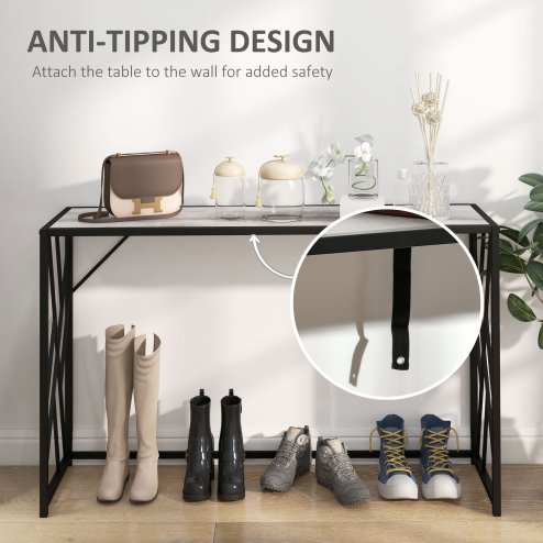 HOMCOM Console Table, Industrial Sofa Table with Metal Frame for Living Room, Hallway, 120cm, Grey