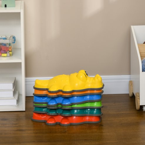ZONEKIZ Kids Stepping Stones, 6PCs Balance River Stones, Crocodile-Designed Sensory Toy with Anti-Slip Edge, Indoor Outdoor Obstacle Courses, Stackable