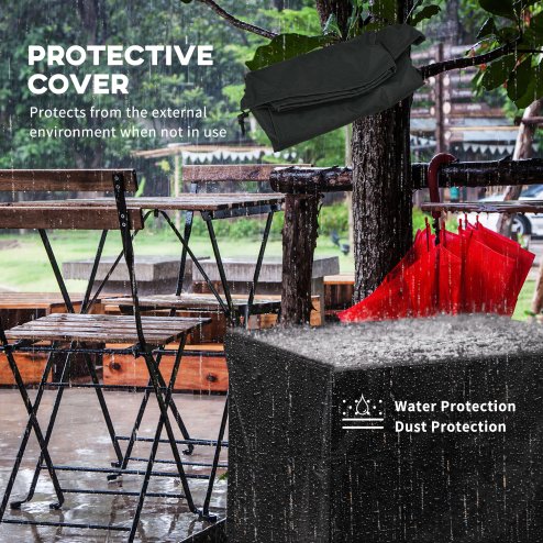 Outsunny Propane Gas Fire Pit Table, 50000 BTU Smokeless Firepit Outdoor Patio Heater with Waterproof Cover, Glass Beads and Lid, 71 x 71 x 66.5cm, Dark Grey