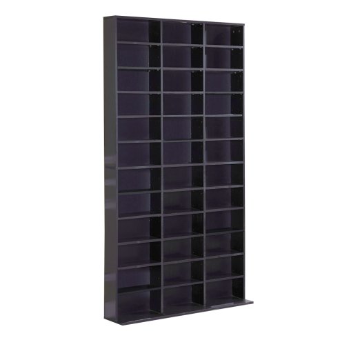 HOMCOM 1116 CD/ 528 DVD Storage Shelf Rack Media Storage Unit Shelves Racks Wooden Display Unit with 10 Adjustable Shelves