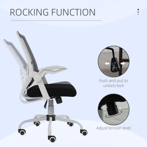 Vinsetto Office Chair, Ergonomic Desk Chair, Executive Computer Chair with 90° Flip-up Armrest and Lumbar Support, Adjustable Height for Home/Office, Black