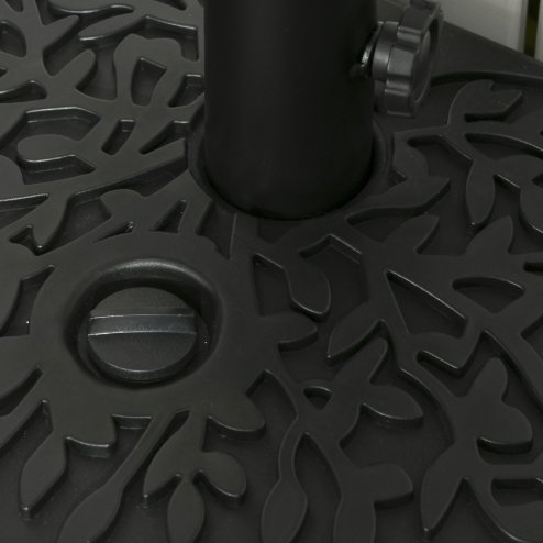 Outsunny Half Round Umbrella Base, Half Patio Parasol Stand Holder for Deck, Garden, 18 kg Capacity Water or 21 kg Capacity Sand, Fit 3.8 cm or 4.8 cm Pole, Black