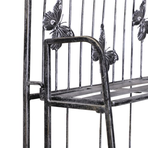 Outsunny 3 Tier Plant Stand Indoor Outdoor, Metal Plant Shelf Flower Display Rack for Potted Plants Garden Balcony Decor, 44 x 25 x 96 cm