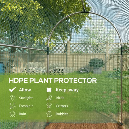 Outsunny Fruit Cage Bird Netting, Heavy Duty Fruit and Vegetable Protection Tent with Zipped Door, Anti Bird, Insects, Small Animals, 1.2 x 2.4 x 1.9m, Green