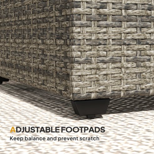 Outsunny Outdoor Coffee Table, PE Rattan Side Table with Tempered Glass Top, Wicker Rectangular Garden Coffee Table End Table with Steel Frame for Patio, Balcony, 90 x 50 x 38cm, Dark Grey