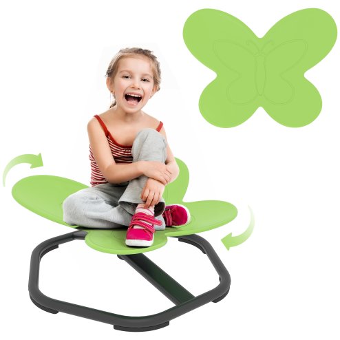 AIYAPLAY Sensory Spinning Chair for Kids, Butterfly-Shaped Swivel Chair for Balance and Coordination Training, Multi-Position Spinning Seat with Non-Slip Base, Green
