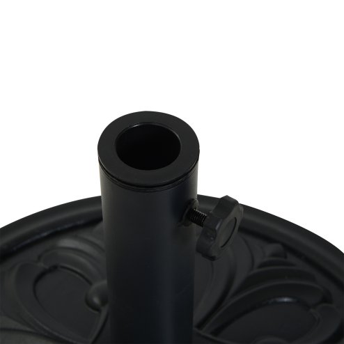 Outsunny 13kg Garden Parasol Base, Round HDPE Concrete Patio Umbrella Stand for 35mm / 38mm / 48mm Pole, Outdoor Sun Shade Parasol Weight Holder, Black