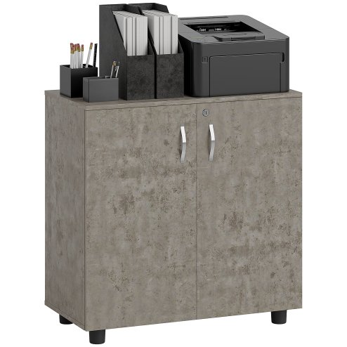 Vinsetto Filing Cabinet with Locking Doors & Shelves, 2-Tier Lockable Storage Cabinet with 2 Keys for Home Office, 80W x 40D x 80H cm, Grey