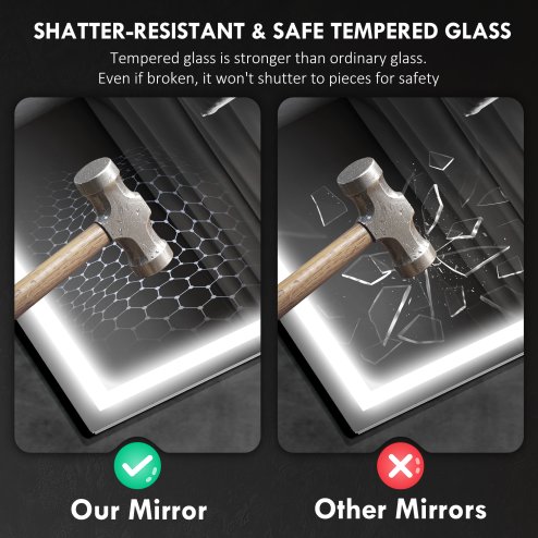 HOMCOM Bluetooth Bathroom Mirror with LED Lights, Illuminated Backlit Wall Mounted Vanity Mirror with 3 Colours Dimmable, Demister Pad, Memory Function, Touch Sensor, IP44