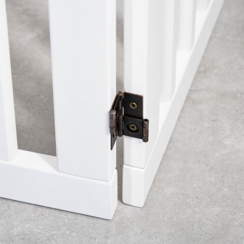 PawHut Freestanding Pet Gate 4 Panel Dog Barrier Folding Safety Fence with Support Feet up to 204cm Long 75cm Tall for Doorway Stairs, White