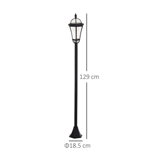 Outsunny 2 PCS 1.3M Garden Solar Lamp Post Lights Solar Powered LED Lantern Patio Pathway Walkway Outdoor Water-Resist Auto Switch 6 Hours Black