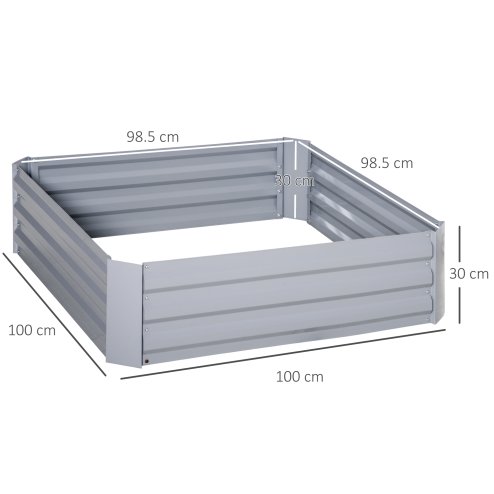 Outsunny Set of 2 291L Raised Garden Bed, Elevated Planter Box with Galvanised Steel Frame for Growing Flowers, Herbs, 100 x 100 x 30 cm, Grey