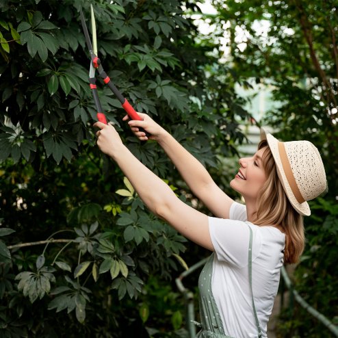 Outsunny Garden Shears, 63.5 cm Heavy Duty Hedge Shears with Razor-Sharp Blades, Comfort Grip and Tension Adjuster for Hedges, Shrubs and Bushes, Easy Cutting and Trimming