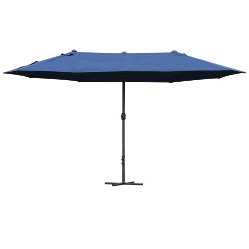 Outsunny 4.6m Garden Parasol Double-Sided Sun Umbrella Patio Market Shelter Canopy Shade Outdoor with Cross Base - Blue