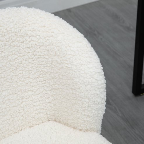 HOMCOM Office Chair, Cosy Teddy Fleece Upholstery Desk Chair with Backrest and Wheels for Home Office, White