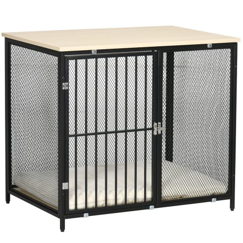 PawHut Dog Crate Furniture Side End Table Indoor Dog Kennel w/ Soft Washable Cushion, Wire Mesh, for Small and Medium Dogs