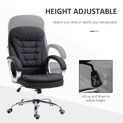 HOMCOM Office Chair Computer Chair Executive Office Chair with Height Adjustable, Comfortable Desk Chair for Home Office Fabric Black