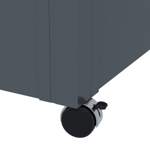 Outsunny 331 Litre Garden Storage Box, Waterproof Outdoor Storage Box with Wheels and Handles, Lockable Galvanised Steel Outside Deck Box Organiser for Tools, Cushions, Dark Grey