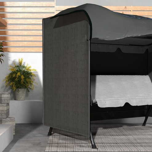 Outsunny 3 Seater 600D Oxford Patio Swing Chair Cover Outdoor Garden Furniture Rain Protection Protector Waterproof Anti-UV, 205 x 124 x 164cm, Dark Grey