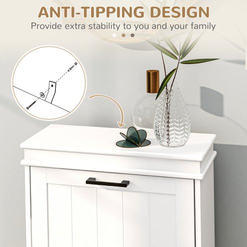 HOMCOM 2 Drawers Entryway Shoe Cabinet, Narrow Shoe Storage Cabinet with 2 Flip Drawers and Adjustable Shelves for 10 Pairs of Shoes, White