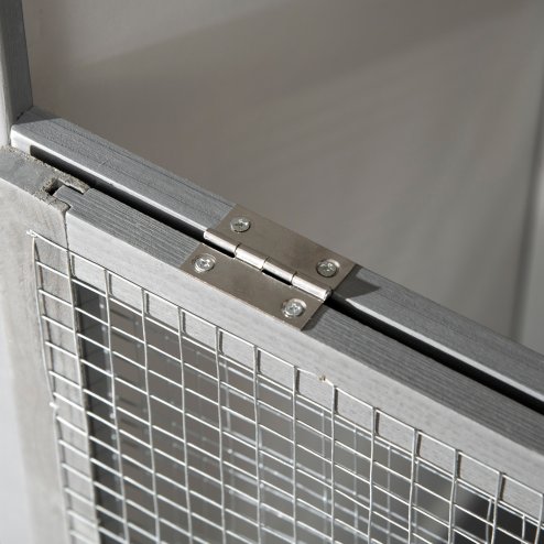 PawHut Wooden Bird Cage Budgie Cage Outdoor for Finch, Canary w/ Slide Tray, Asphalt Roof - Grey