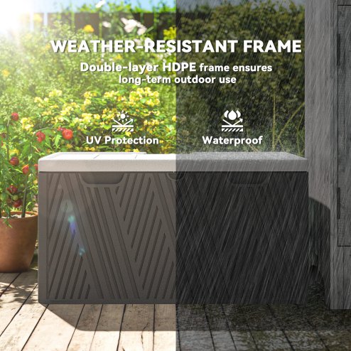 Outsunny 380L Garden Storage Box Outdoor Storage Box Waterproof with Lockable Lid and Moulded Handles, Double-Layer HDPE Deck Box, 115 x 60 x 60 cm