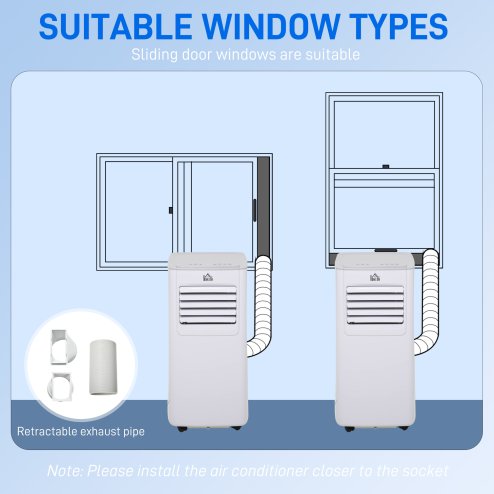 HOMCOM 5000 BTU Portable Air Conditioner, 4-in-1 Air Conditioning Unit, Dehumidifier, Cooling Fan with Remote Control, 2 Speeds, 24H Timer, Window Venting Kit, 12m², R290, A Energy Efficiency