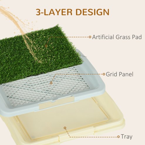 PawHut Dog Toilet, Puppy Training Pad Indoor, Portable Puppy Pad with Artificial Grass, Grid Panel, Tray, 46.5 x 34cm