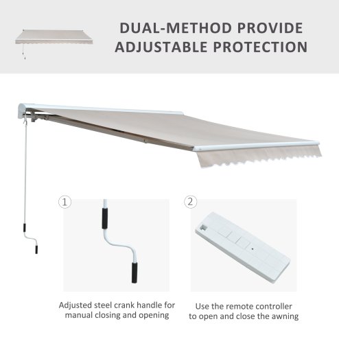 Outsunny 3.5 x 2.5m Electric Garden Door Awning Half Cassette Outdoor Retractable Canopy Patio Shelter w/ Remote Controller Cream White