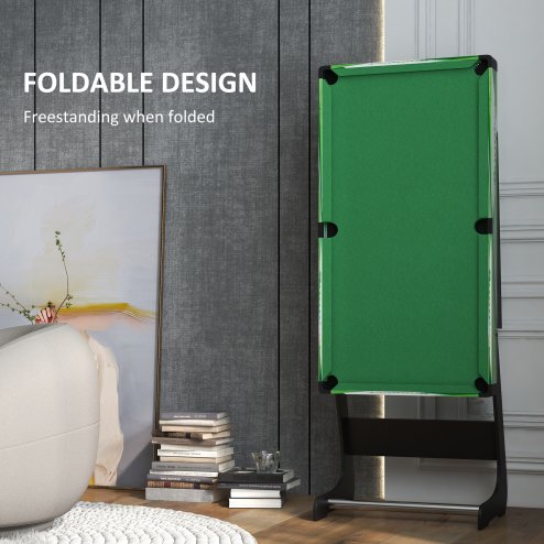 SPORTNOW Folding Pool Table Set, 104cm Mini Snooker Table with 2 Cues, 16 Balls, Chalk, Triangle, Brush, Portable Billiards Table for Youth and Adults, Green