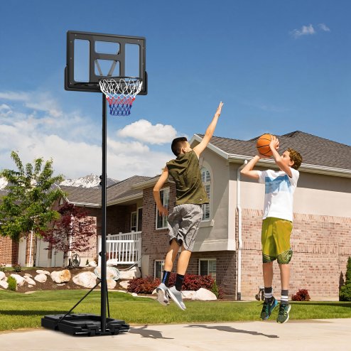 SPORTNOW Basketball Hoop Outdoor, Basketball Hoop and Stand with 10-Level Adjustable Height, Weighted Base, Portable on Wheels, 2.3-3.05m, for Teens, Adults