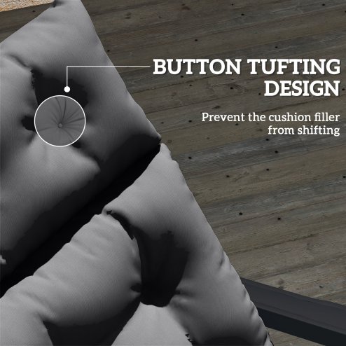 Outsunny Sun Lounger Cushions Only, 190x56x10cm Garden Lounge Chair Cushions, UPF20+ 220gsm Fabric, Thick Sunbed Replacement Pads with 6 Ties, Dark Grey