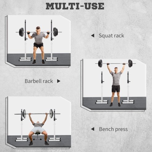 HOMCOM Heavy Duty Weight Stand Barbell Squat Stand Barbell Rack Spotter Gym Fitness Power Rack Holder - Black