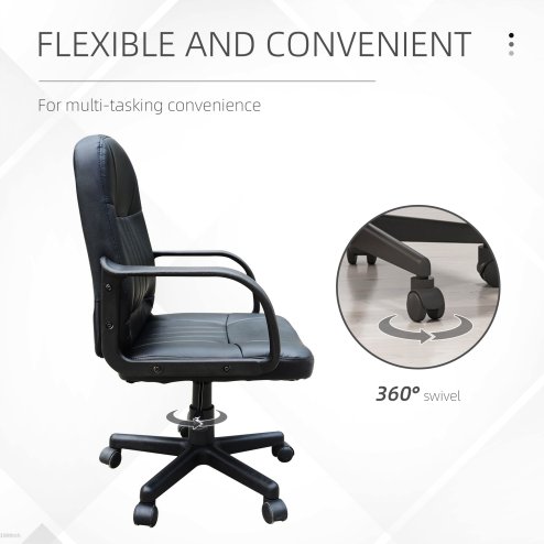 HOMCOM Swivel Executive Office Chair, PU Leather Computer Desk Chair with Adjustable Height, Wheels