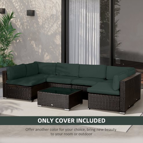Outsunny Replacement Cushion Covers for Garden Sofa Set, Garden Rattan Sofa Cushion Polyester Cover Replacement Outdoor - No Cushion Included, Grey