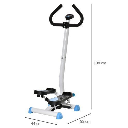 HOMCOM Twister Stepper, Step Machine, Aerobic Exercise Workout Machine w/ Adjustable Resistance, LCD Screen and Handlebars - Blue