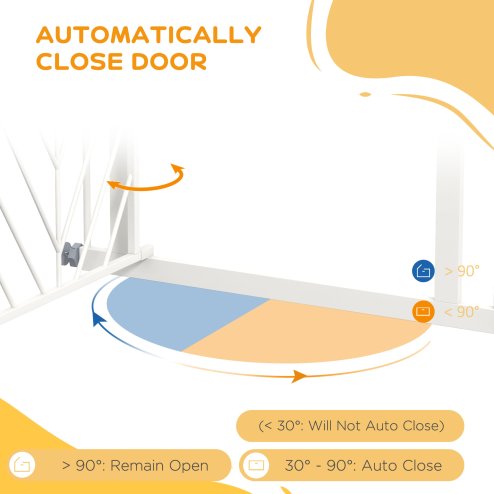 PawHut Pressure Fit Safety Gate for Doorways and Staircases, Dog Gate with Auto Closing Door, Pet Barrier for Hallways with Double Locking, Openings 74-80cm - White